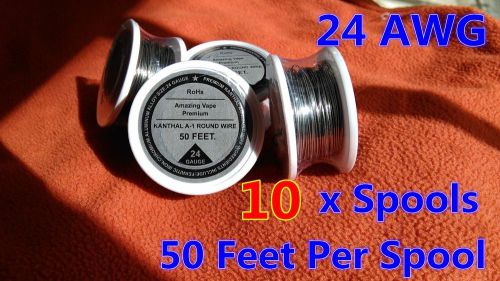 10Spools x 50 feet Kanthal A1 Round Wire 24Gauge 24AWG,(0.51mm), Resistance !