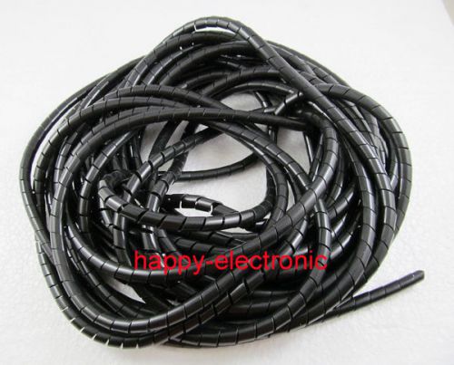 65ft/(20m) spiral cable wire wrap tube computer manage cord 6mm black for sale