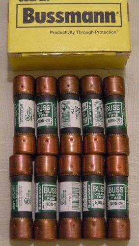 *new* box of (10) cooper bussman non-20  20 amp 250 v fuses *free ship usa* for sale