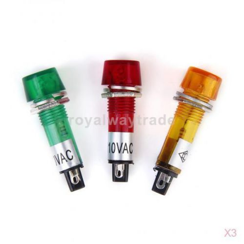 9pcs 110v ac/dc signal indicator pilot light lamp bulb for car -red yellow green for sale