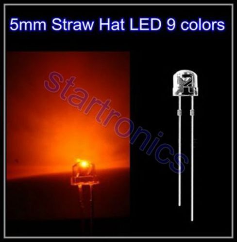 Orange 5mm straw hat led, ultra bright 5mm orange led diode 100pcs free shipping for sale