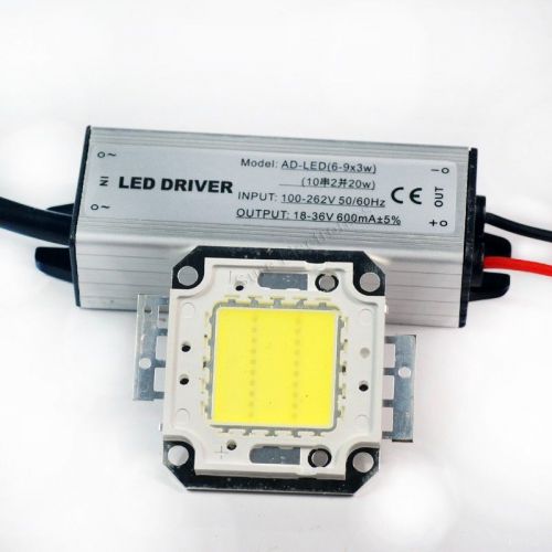 20W White High Power LED Light Lamp Panel w 20W High Power LED Driver AC85-265V