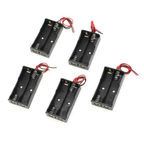 NEW 5 Pcs 2 x 1.5V AA Battery Holder Case Box Black w Wire Leads