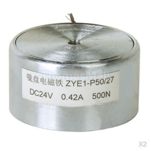 2x 24V Electric Lifting Magnet Solenoid Electromagnet Lift Holding Force 500N