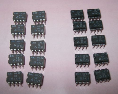 Lot of 20: PMI OP32 High Speed Programmable Micropower OPAMP 8 Pin DIP
