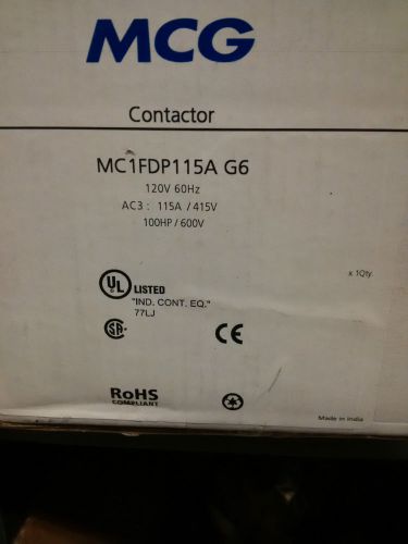 Brand new sealed mcg mc1fdp115a g6 ac3 115a 415v 100hp 600v contactor for sale