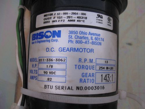 Bison D.C. Gear motor 011 336 3062 1/8 HP 143:1 ratio