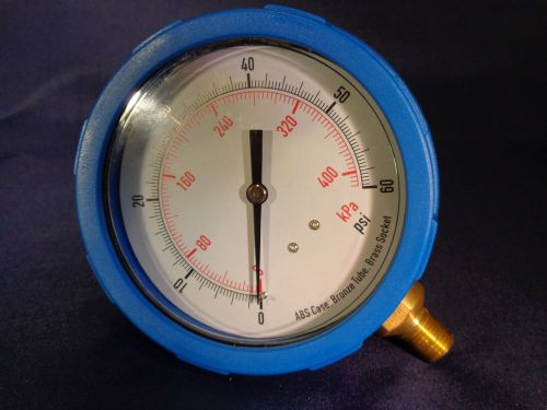 Pressure gauge 4&#034; dia.  0 to 60 psi  0 to 400 kpa  1/4npt  grainger nib for sale