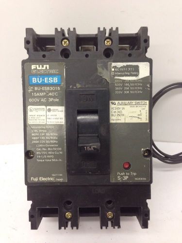 Fuji Electric BU-ESB3015 Circuit Breaker 3 Pole 15 Amp 600 AC Volt