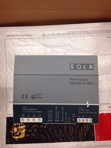 Sola 24vdc Power Supply SDN 20-24-480C   20amps    380-500vac Input