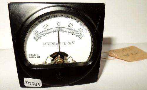 Vintage weston square panel meter dc microamps microamperes 0-40 scale d.c. for sale