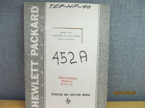 Agilent/HP 452A Capacitive Voltage Divider Instruction Operating Manual/Sc S# 1