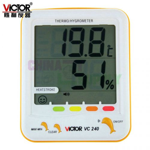 Victor vc240 electronic home/office thermo/hygrometer temperature alarm meter for sale