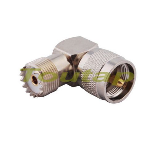 Uhf pl-259 male plug to uhf so-239 female jack right angle rf connector adapter for sale