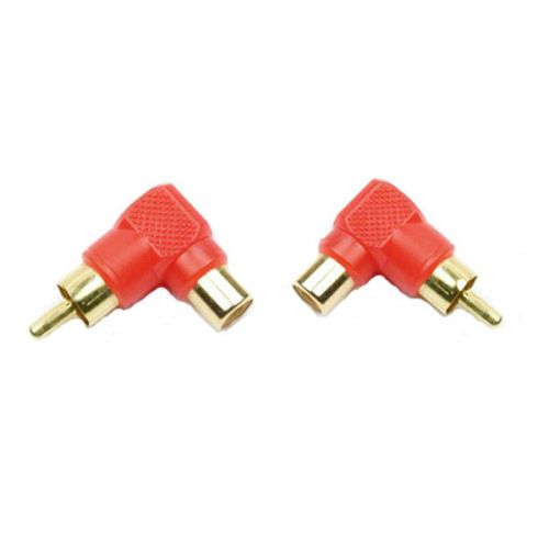 RCA angle male plug to female jack audio video RA adapters connector new red