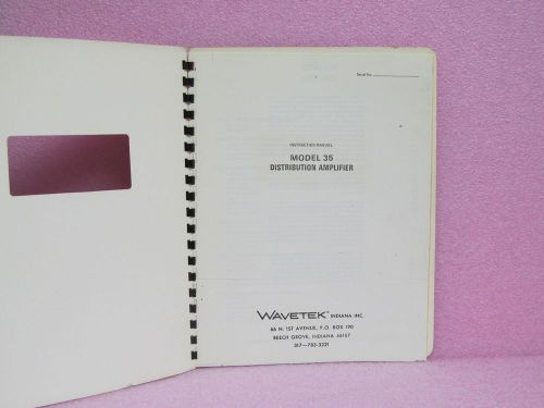 Wavetek Manual 35 Distribution Amplifier Instruction Manual w/Schematics