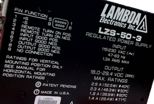 LAMBDA LZS50-3 Power Supply NEW (NOT Refurb.) NO RESERVE!