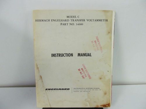 Hermach-Engelhard 34600 Transfer Voltammeter Instruction Manual w/schematics