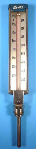 12&#034; JAY THERMOMETER INDUSTRIAL GRADE 200 to 950 Deg F 3-1/2&#034; Unthreaded Stem New