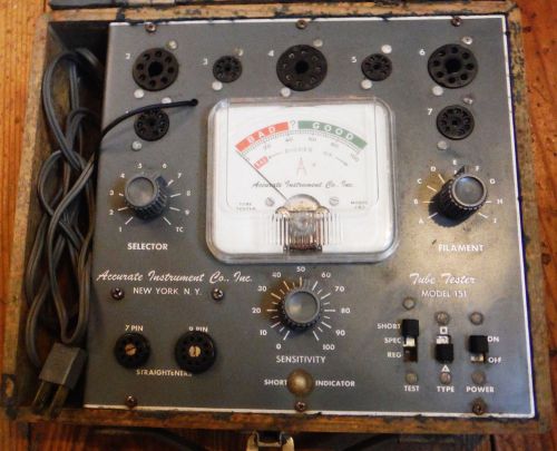 VINTAGE ACCURATE INSTRUMENT CO., TUBE TESTER, RADIO, TV. MODEL 151