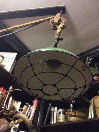 antique industrial light rope w/ pulley display/ loft decor /steampunk/ oddities