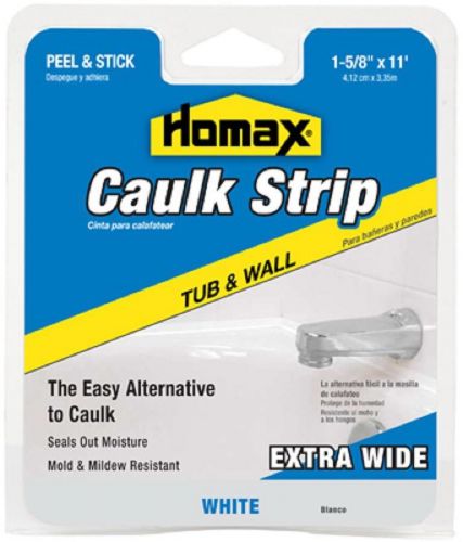 Homax 1-5/8&#034; x 11&#039;, White, Wide Tub &amp; Wall Caulkstrip 34040
