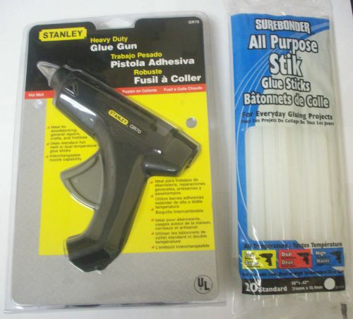 Stanley GR70 Heavy Duty Hot and Dual Temperature Glue Gun w 40 - 10&#034; Glue Sticks