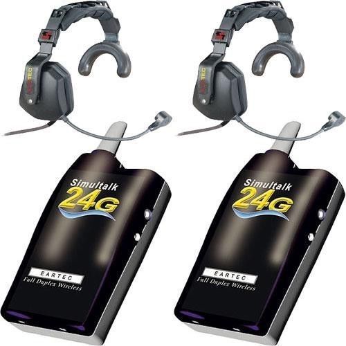 Simultalk eartec 2 simultalk 24g beltpacks with ultra single headsets slt24g2us for sale