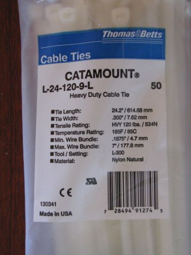 Cable Ties L24-120-9L 24&#034; natural, heavy duty, Catamount, Thomas &amp; Betts