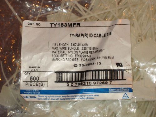 Thomas &amp; Betts TY153MFR Cable Ties, Natural 500 Pk.