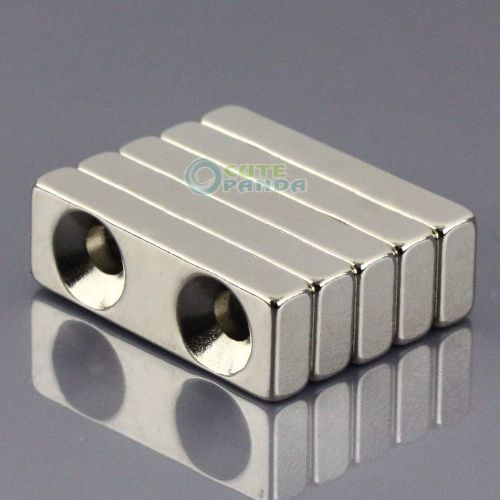 5x Strong Block 30 x 10 x 5mm 2 Countersunk Holes 4mm Rare Earth Neo Magnets N50