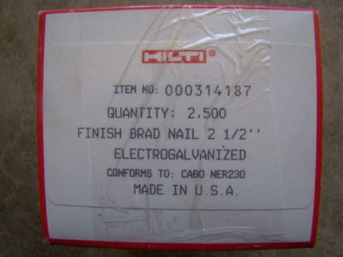 Hilti Finish Brad Nail 2 1/2&#034; Electro Galvanized Box of 2,500 Brand New 314187
