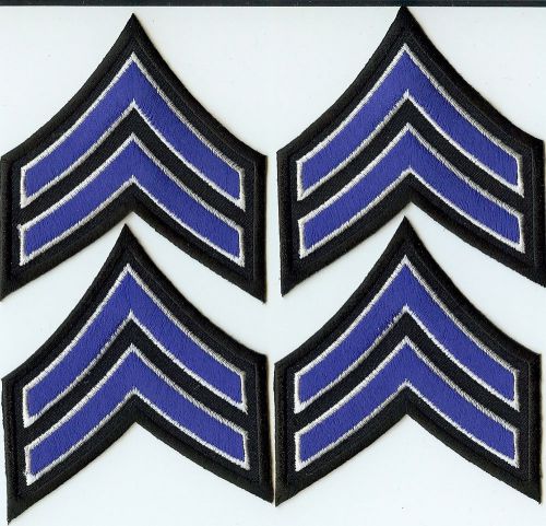 New 4 Corporal Embroidered Chevron Stripes Blue White Black Police Patch