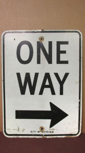 &#034;One Way&#034; Arrow Symbol Metal Aluminum Sign City Of Chicago ~ 18x24