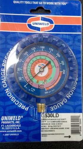 Gauge, refrigeration, r22, r410a, r404a -30 to 500, blue, low side, 2.5&#034; for sale
