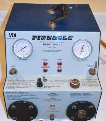 Pinnacle model 1000-ca refrigerant recovery recycle unit for r12 r22 r500 r502 for sale