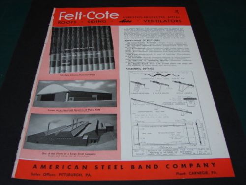 American steel band co catalog roofs siding asbo 1943 asbestos government use! for sale