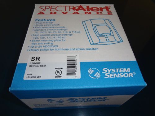 Brand new system sensor sr red strobe wall mount fire alarm 12 24 vdc for sale