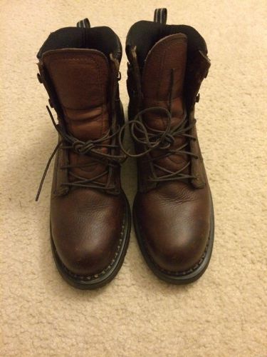 Red wing brown leather work boots safety (steel toe) - made in usa for sale