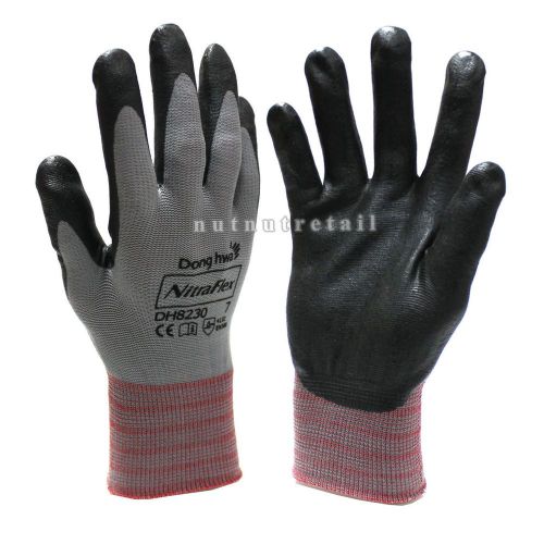 Size l donghwa korea anti-slip grip nitrile palm coated work gloves for sale