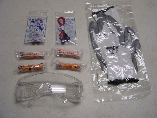 Ear and eye protection safety kit ear plugs safety glass work gloves 1204 for sale