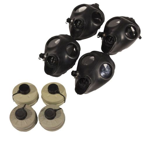 4 adult survival gas masks w/ 40mm nbc filters for sale
