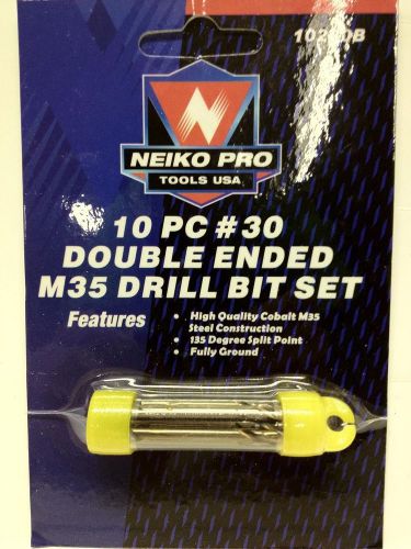 NEIKO PRO TOOLS USA 10 pc #30 Double Ended M35 STEEL 135* Split Point DRILL BITS