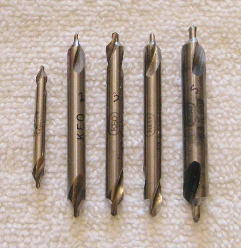 Lot of 5 hss lathe center drills double end rh right hand keo various sizes for sale