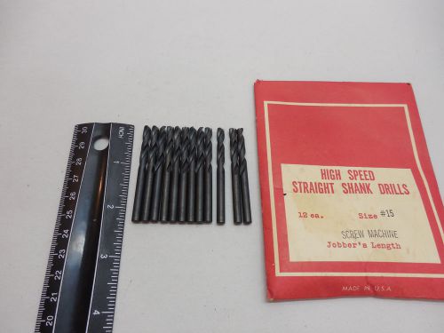 No. 15 screw machine drill bits 135 degree pack of 12 hss  usa for sale