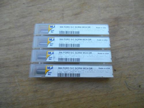 M A FORD NO. 26  SOLID CARBIDE SCREW MACHINE LENGTH DRILL , LOT OF 4