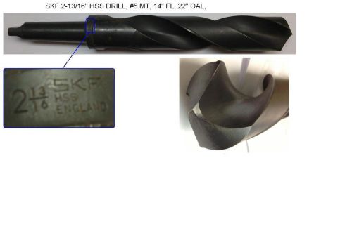 SKF Drill  2-13/16, HSS, Morse Taper #5,  22 inch OAL, 14in. FL