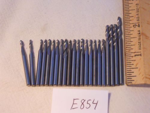 23 new 1/8&#034; shank carbide end mills. 2 flute. ball. some longs. usa made {e854} for sale