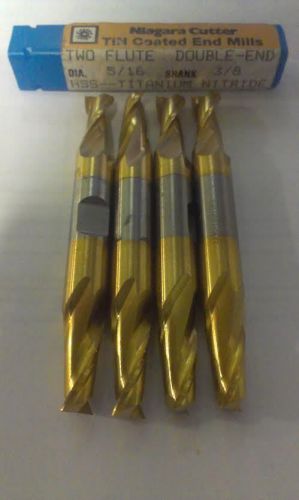 Four only Niagara 5/16 &#034; Endmills endmill TiN coated HSS  double ended NEW