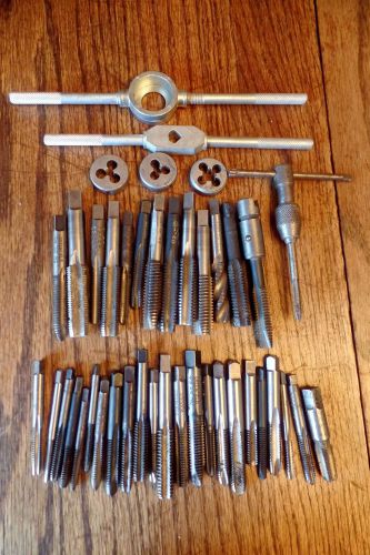 Mixed Lot Metal working machinist  taps and 3 dies w/two handles